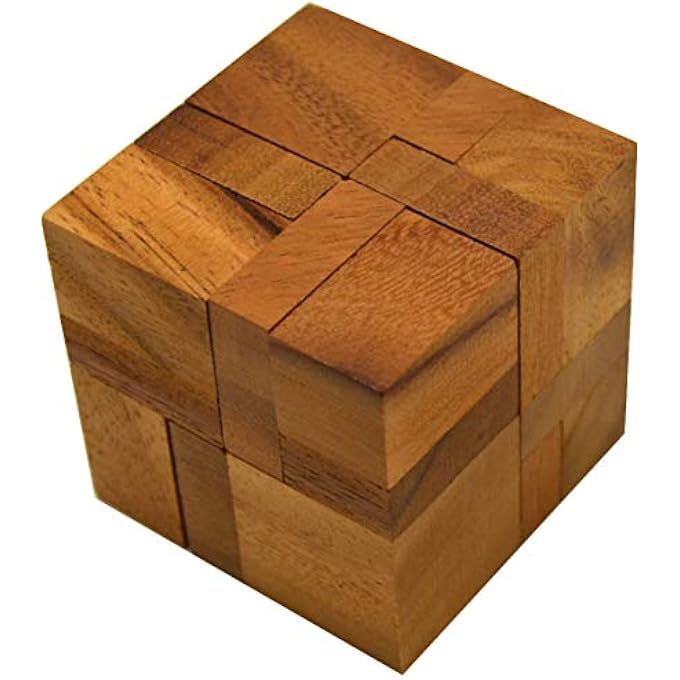 6 PIECES IN A CUBE - 3D PUZZLE - THINKING GAME - PUZZLE GAME - PATIENCE GAME - LOGIC GAME MADE OF WOOD - Image 1